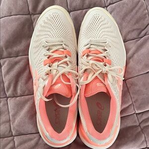 ASICS Women's Athletic Shoes in Cream and Pink